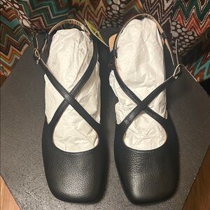 Fly London Black Cross-Strap Ballet Flats